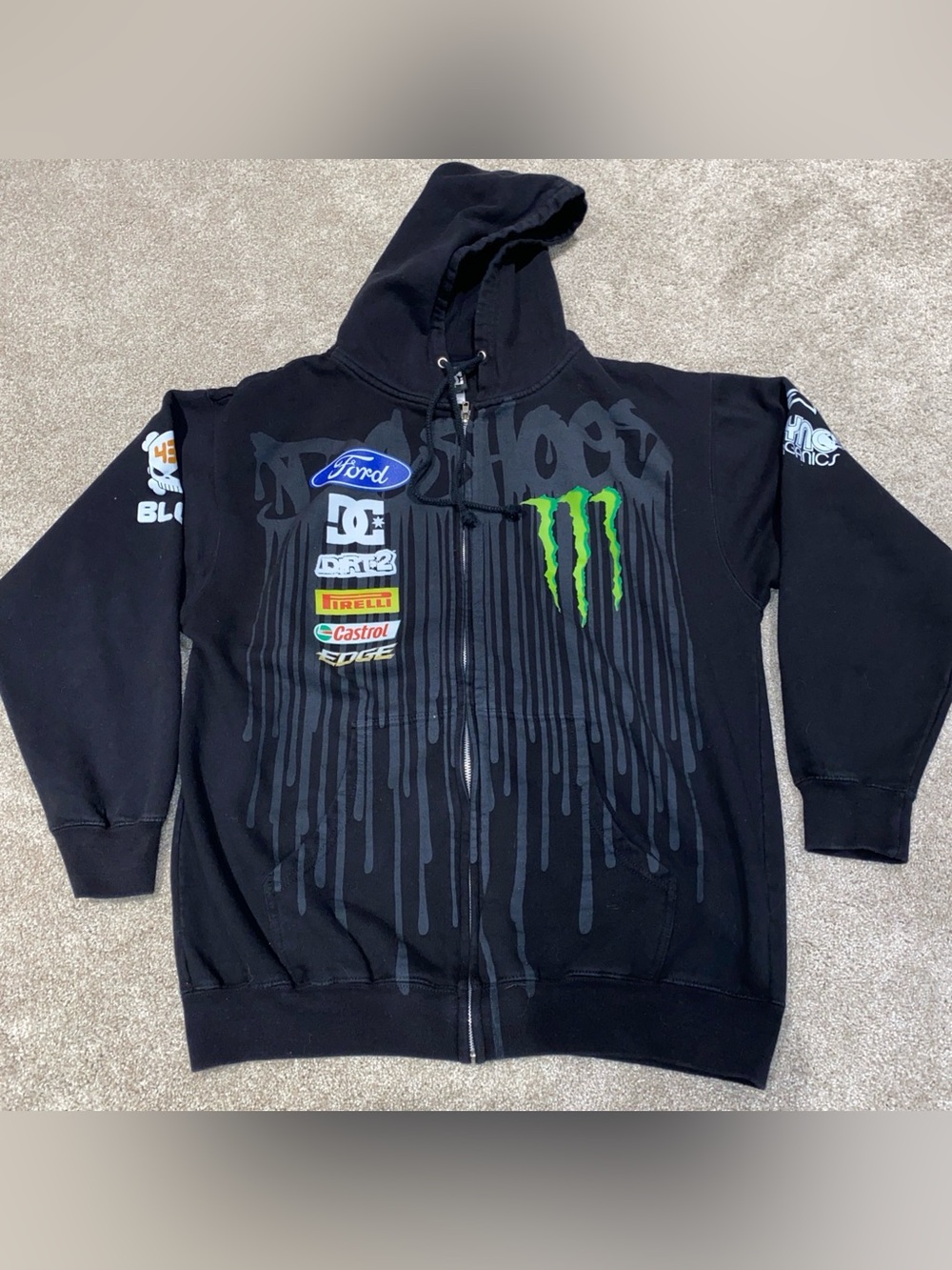 Monster Energy DC Ken Block Full Zip Hoodie Men’s L Ford Racing Theme 43